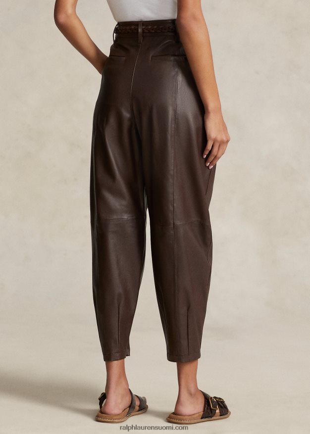 Ralph Lauren naiset karitsannahkainen kapeneva housu 0Z24ZR9203 tupakka