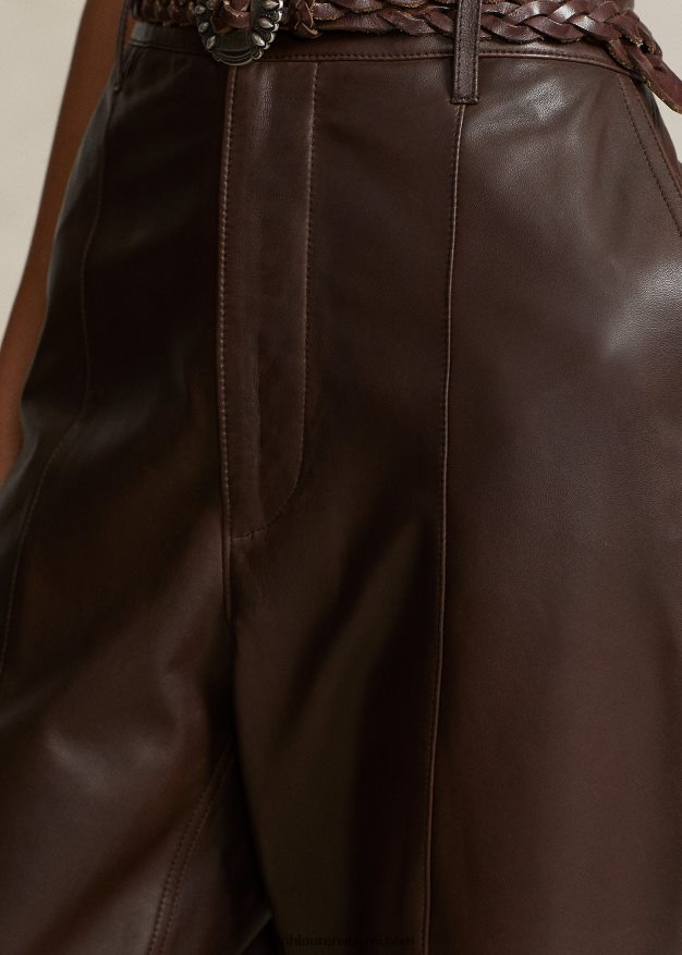 Ralph Lauren naiset karitsannahkainen kapeneva housu 0Z24ZR9203 tupakka