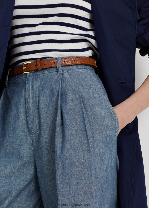 Ralph Lauren naiset laskostettu chambray leveälahkeiset housut 0Z24ZR4825 beryllinsininen pesu