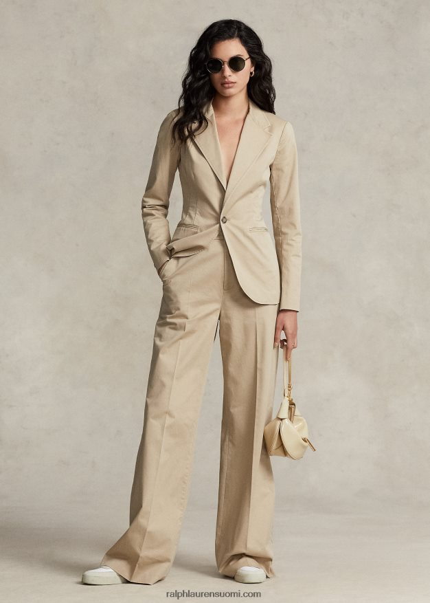 Ralph Lauren naiset laskostettu joustotoimikas leveälahkeiset housut 0Z24ZR3176 rusketus