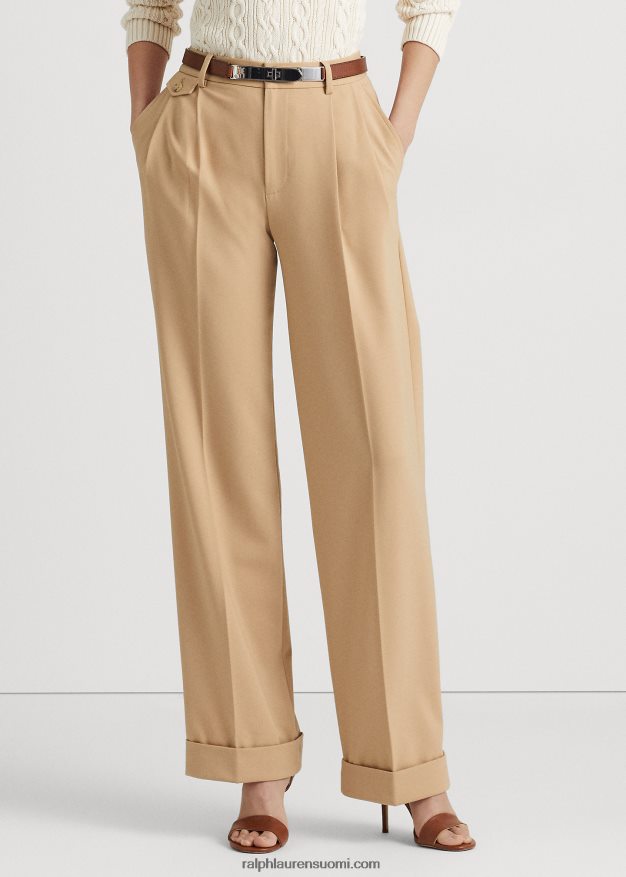 Ralph Lauren naiset laskostettu villasekoite toimikkaat housut 0Z24ZR4049 koivunrusketus