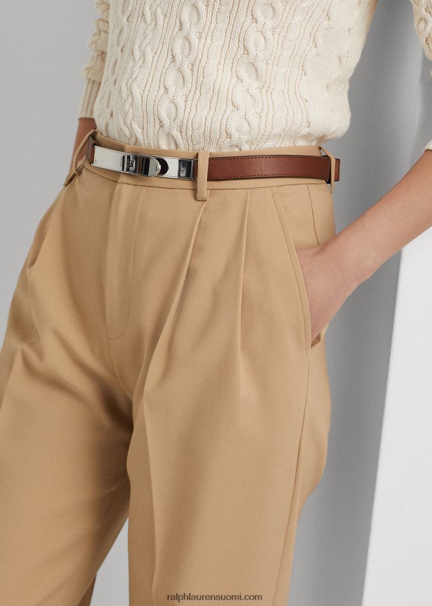 Ralph Lauren naiset laskostettu villasekoite toimikkaat housut 0Z24ZR4385 koivunrusketus