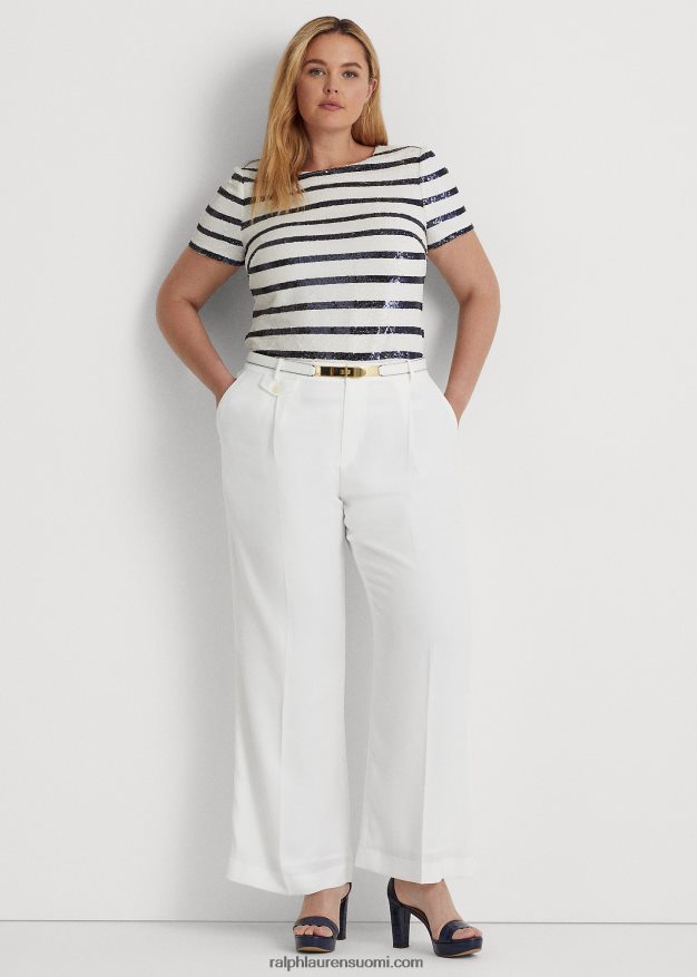 Ralph Lauren naiset laskostetut georgette-housut 0Z24ZR4805 valkoinen