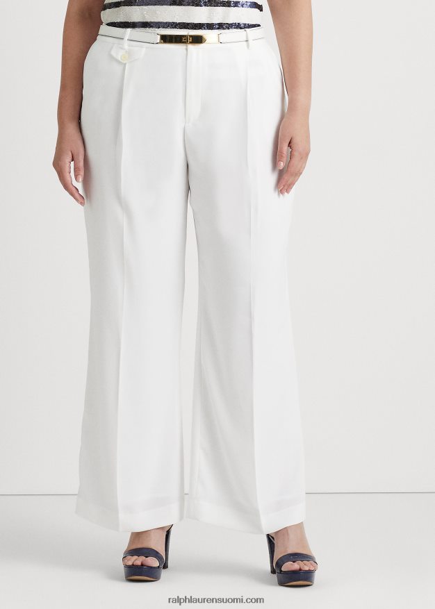 Ralph Lauren naiset laskostetut georgette-housut 0Z24ZR4805 valkoinen