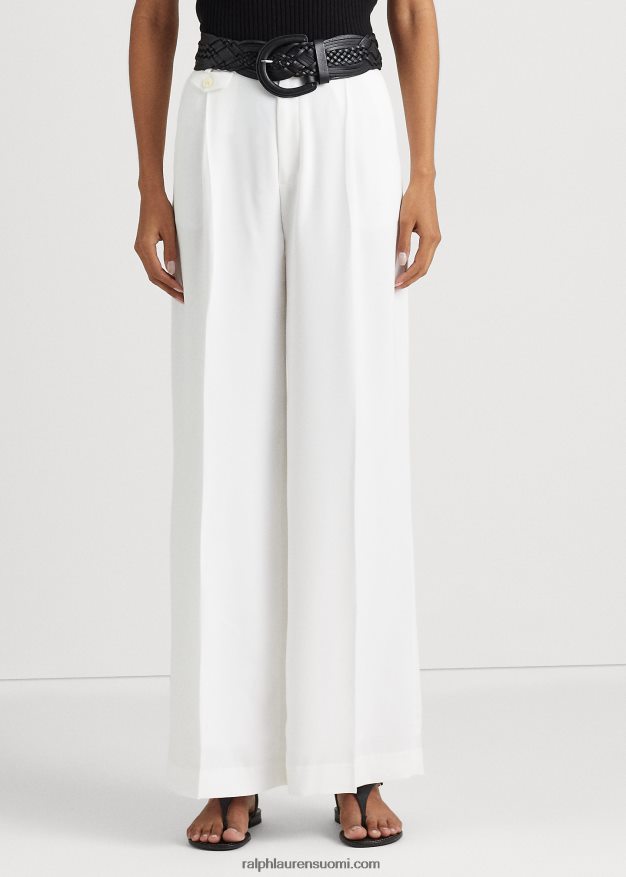 Ralph Lauren naiset laskostetut georgette-housut 0Z24ZR4894 valkoinen