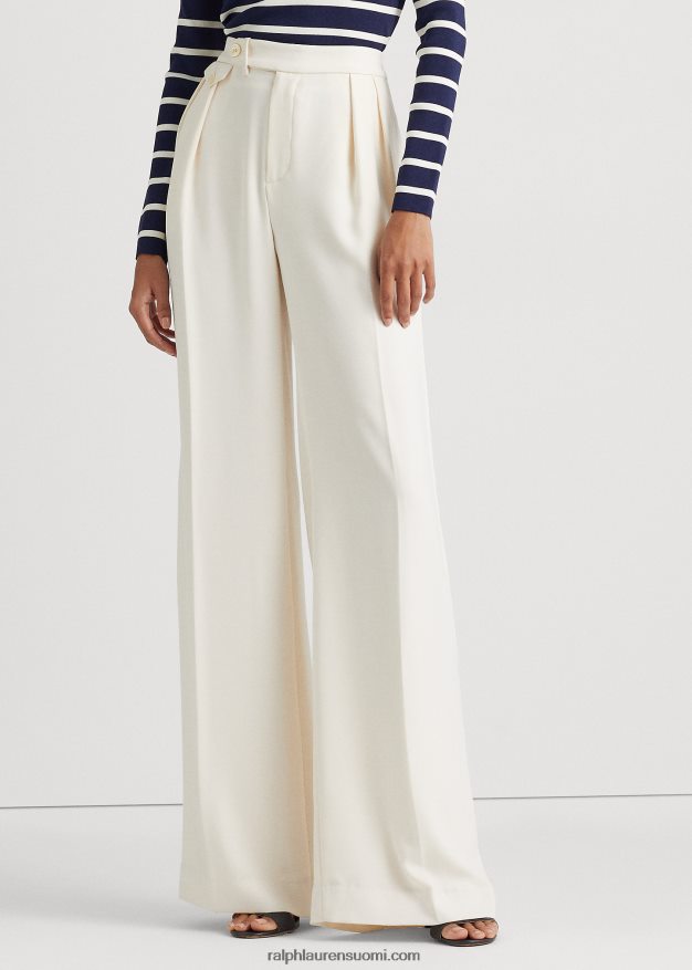Ralph Lauren naiset laskostetut georgette-leveälahkeiset housut 0Z24ZR4415 mascarpone-kermaa