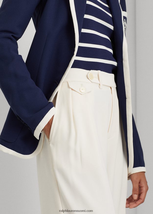 Ralph Lauren naiset laskostetut georgette-leveälahkeiset housut 0Z24ZR4415 mascarpone-kermaa