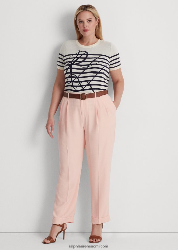 Ralph Lauren naiset laskostetut kaksipuoliset georgette-housut 0Z24ZR4612 vaaleanpunainen