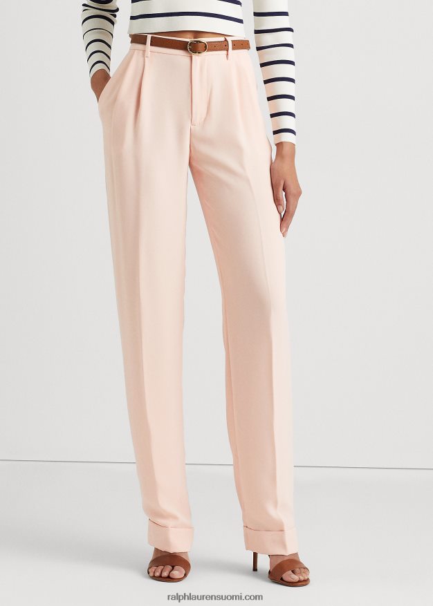 Ralph Lauren naiset laskostetut kaksipuoliset georgette-housut 0Z24ZR4821 vaaleanpunainen