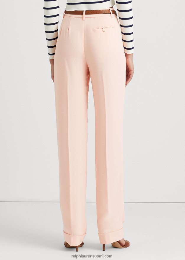 Ralph Lauren naiset laskostetut kaksipuoliset georgette-housut 0Z24ZR4821 vaaleanpunainen