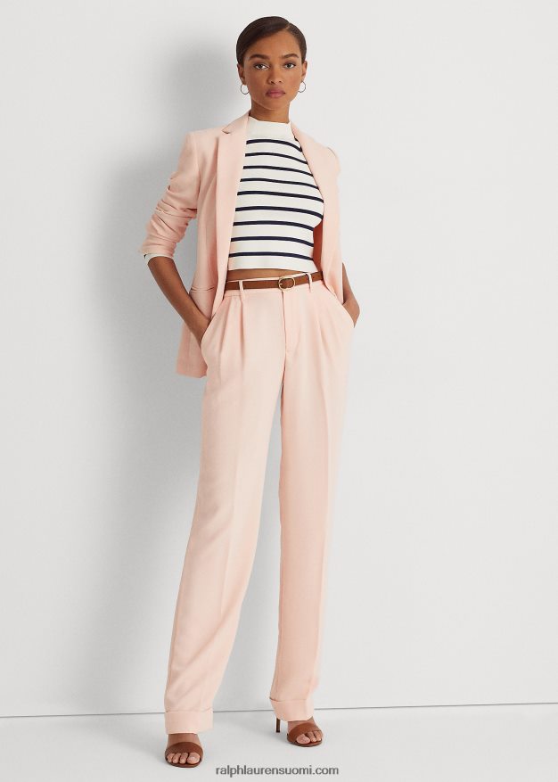 Ralph Lauren naiset laskostetut kaksipuoliset georgette-housut 0Z24ZR9427 vaaleanpunainen