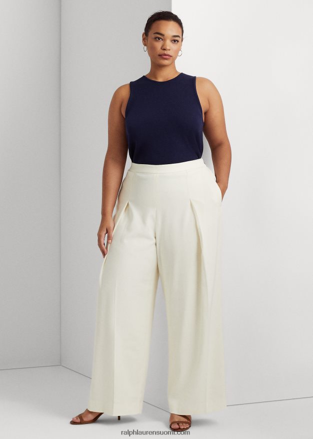 Ralph Lauren naiset laskostetut kreppileveälahkeiset housut 0Z24ZR4779 luonnollinen kerma
