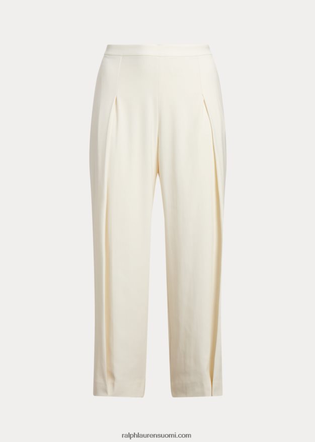 Ralph Lauren naiset laskostetut kreppileveälahkeiset housut 0Z24ZR4779 luonnollinen kerma