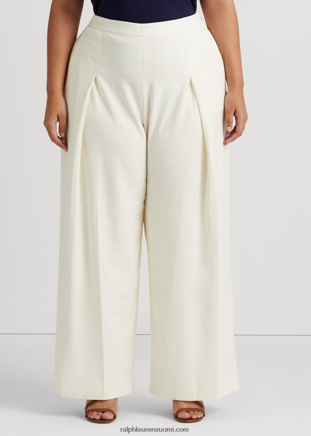 Ralph Lauren naiset laskostetut kreppileveälahkeiset housut 0Z24ZR4779 luonnollinen kerma