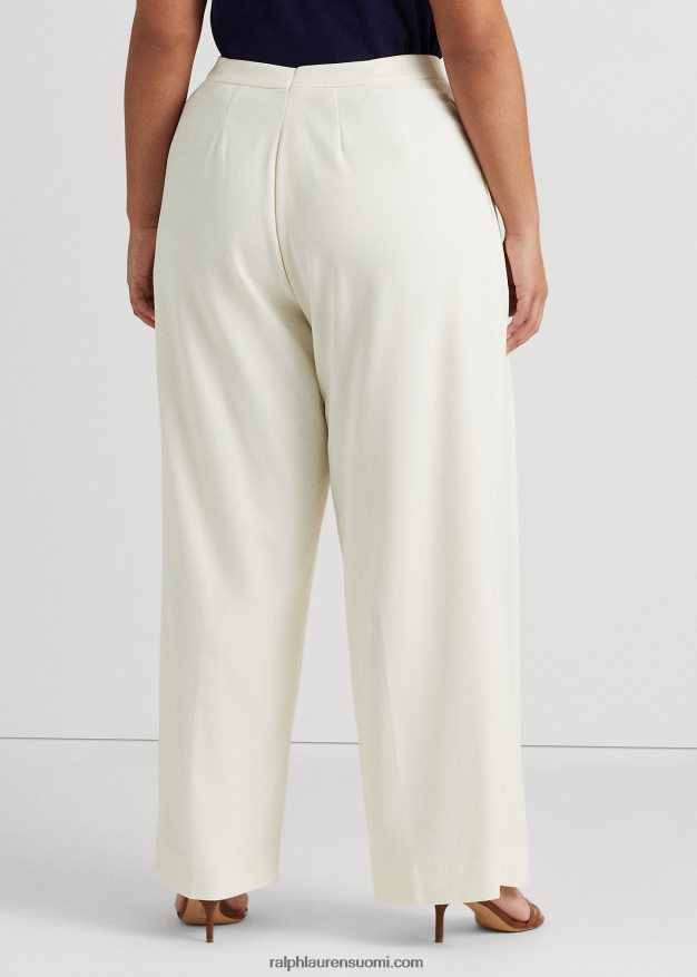 Ralph Lauren naiset laskostetut kreppileveälahkeiset housut 0Z24ZR4779 luonnollinen kerma