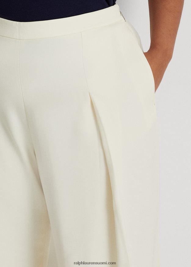 Ralph Lauren naiset laskostetut kreppileveälahkeiset housut 0Z24ZR4779 luonnollinen kerma