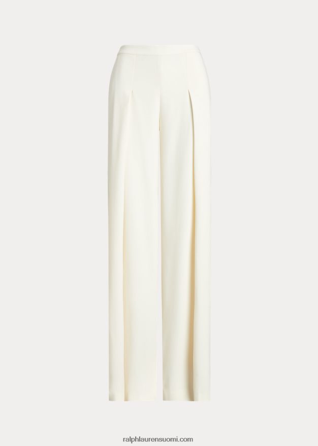 Ralph Lauren naiset laskostetut kreppileveälahkeiset housut 0Z24ZR9528 luonnollinen kerma