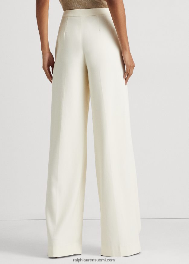 Ralph Lauren naiset laskostetut kreppileveälahkeiset housut 0Z24ZR9528 luonnollinen kerma