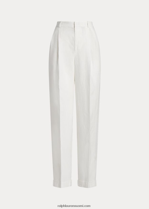 Ralph Lauren naiset laskostetut pellavahousut 0Z24ZR2945 nevis