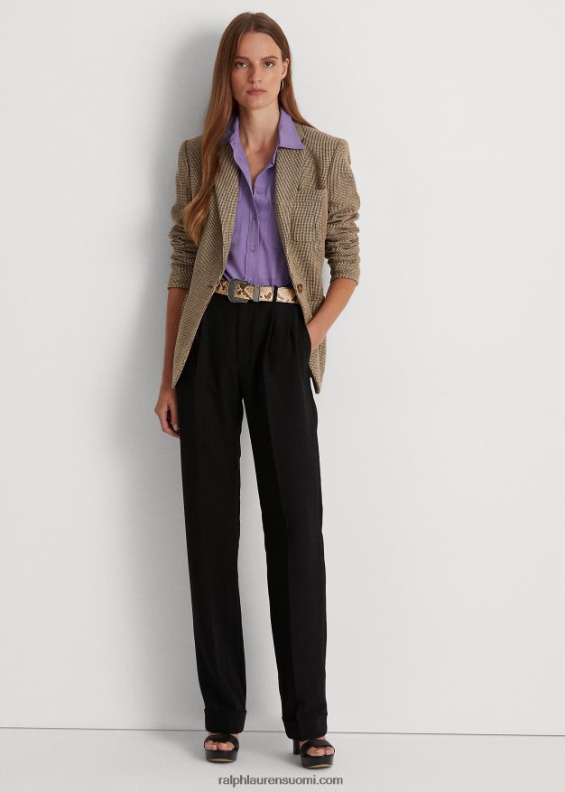 Ralph Lauren naiset laskostetut soopelikreppihousut 0Z24ZR4853 musta