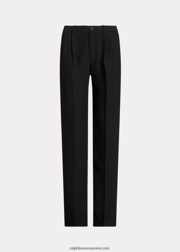 Ralph Lauren naiset laskostetut soopelikreppihousut 0Z24ZR4853 musta