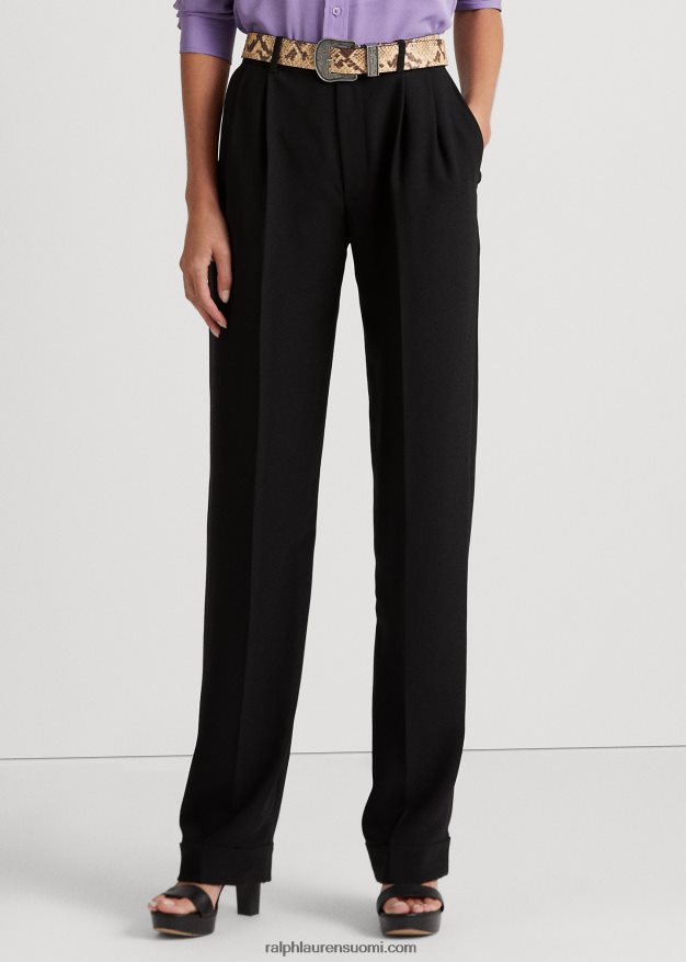 Ralph Lauren naiset laskostetut soopelikreppihousut 0Z24ZR4853 musta