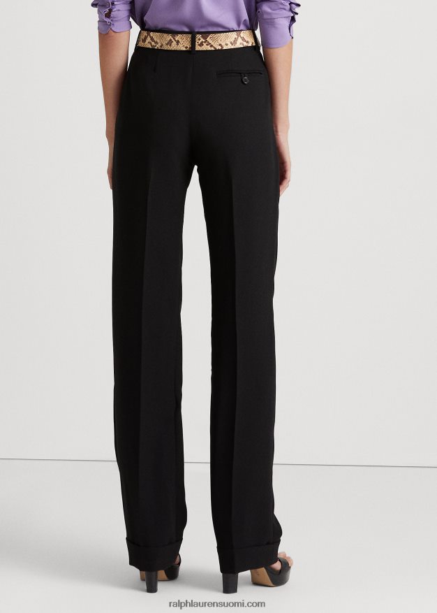 Ralph Lauren naiset laskostetut soopelikreppihousut 0Z24ZR4853 musta