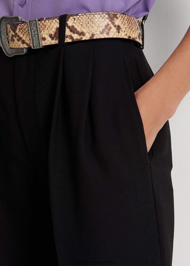 Ralph Lauren naiset laskostetut soopelikreppihousut 0Z24ZR4853 musta