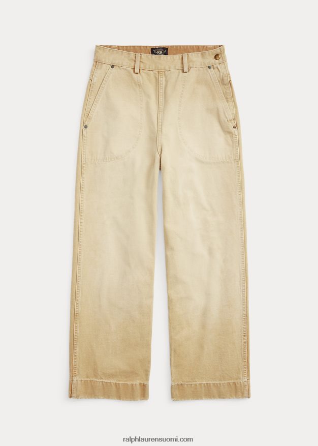 Ralph Lauren naiset leikattu puuvillakangashousut 0Z24ZR3645 khaki