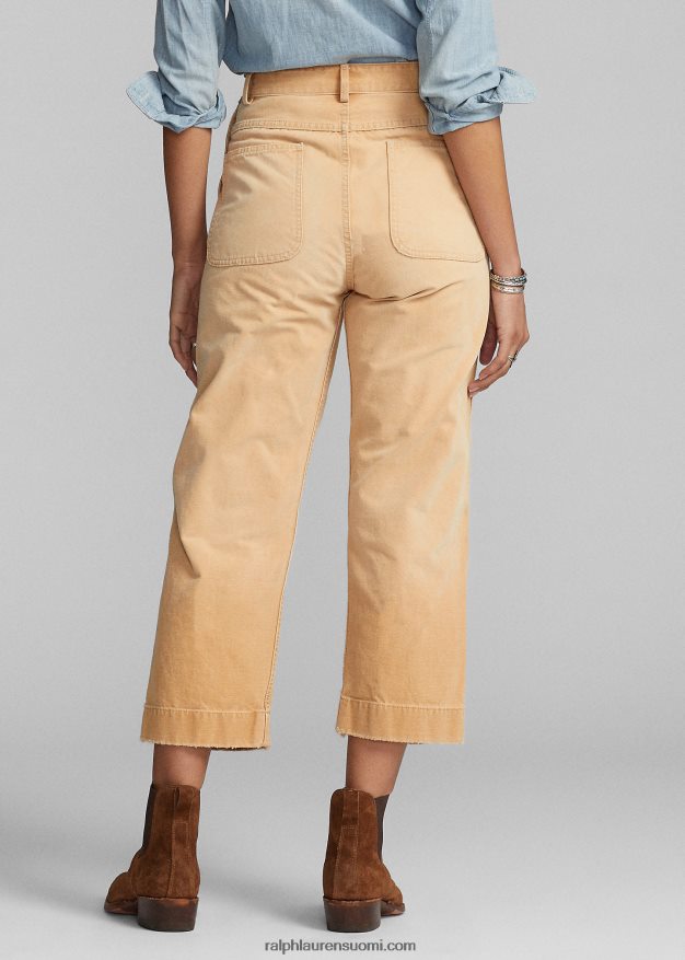 Ralph Lauren naiset leikattu puuvillakangashousut 0Z24ZR3645 khaki