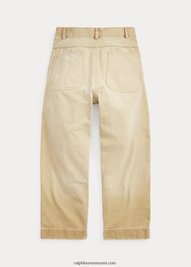 Ralph Lauren naiset leikattu puuvillakangashousut 0Z24ZR3645 khaki