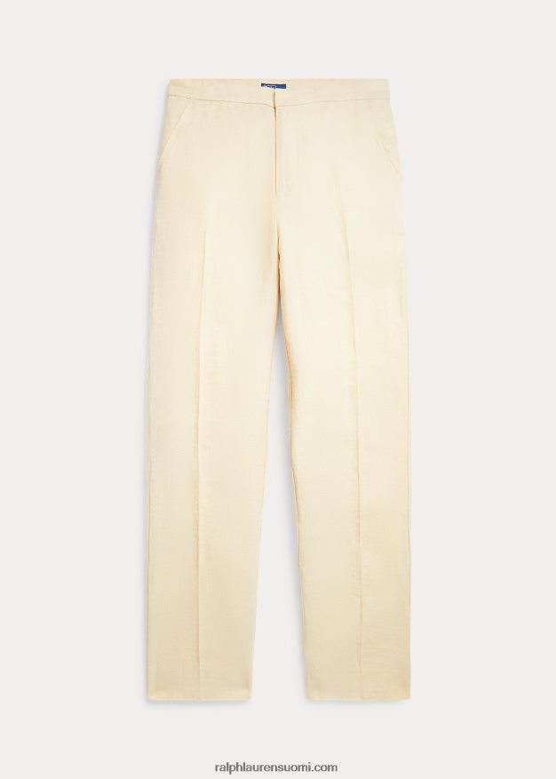 Ralph Lauren naiset leikatut suoralahkeiset pellavahousut 0Z24ZR2947 perushiekka