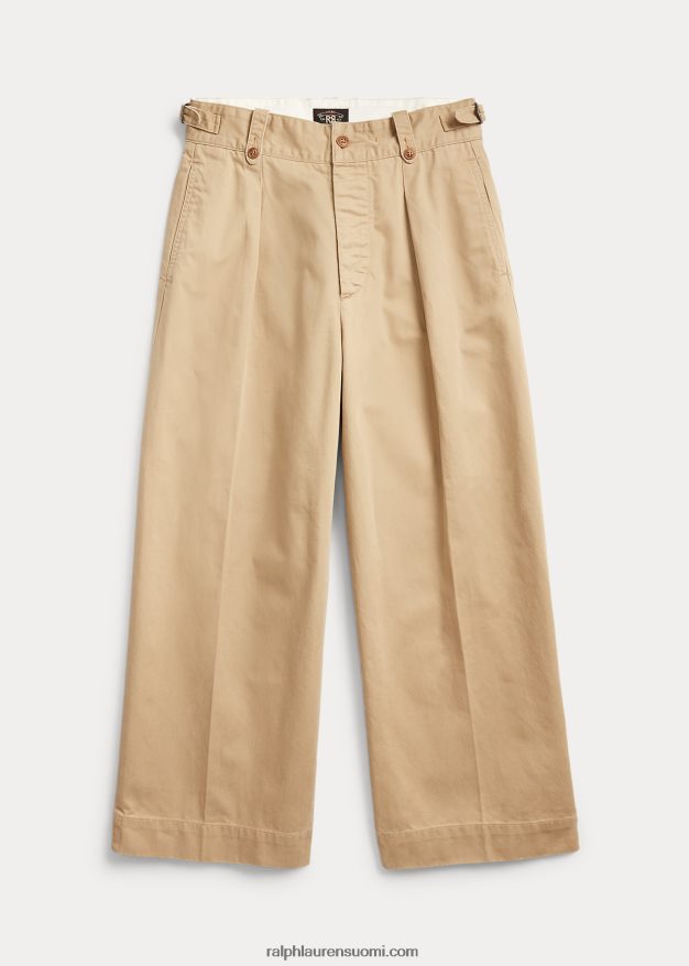 Ralph Lauren naiset leveälahkeiset puuvillahousut 0Z24ZR3605 uusi sotilaallinen khaki