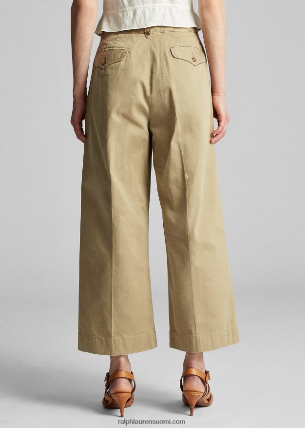 Ralph Lauren naiset leveälahkeiset puuvillahousut 0Z24ZR3605 uusi sotilaallinen khaki