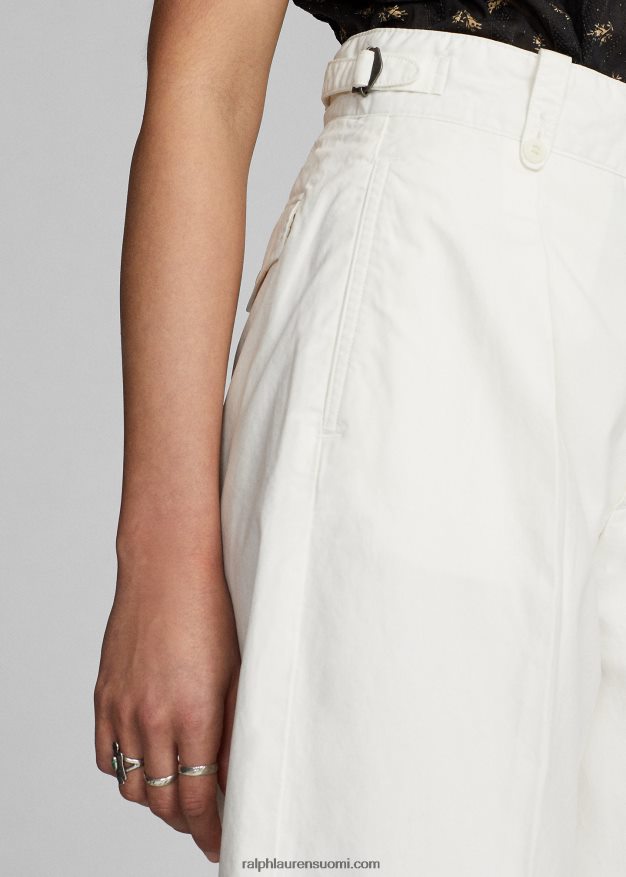 Ralph Lauren naiset leveät popliinihousut 0Z24ZR3664 valkoinen
