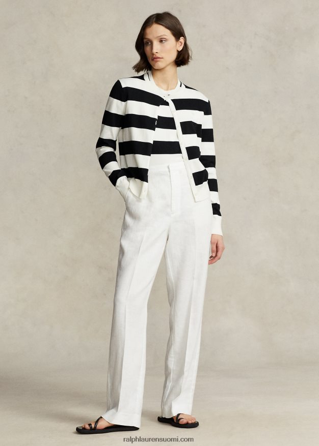 Ralph Lauren naiset litteät pellavahousut edessä 0Z24ZR2925 nevis