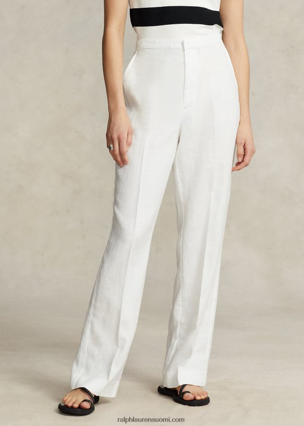 Ralph Lauren naiset litteät pellavahousut edessä 0Z24ZR2925 nevis