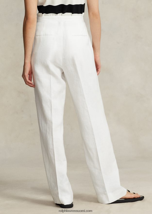 Ralph Lauren naiset litteät pellavahousut edessä 0Z24ZR2925 nevis