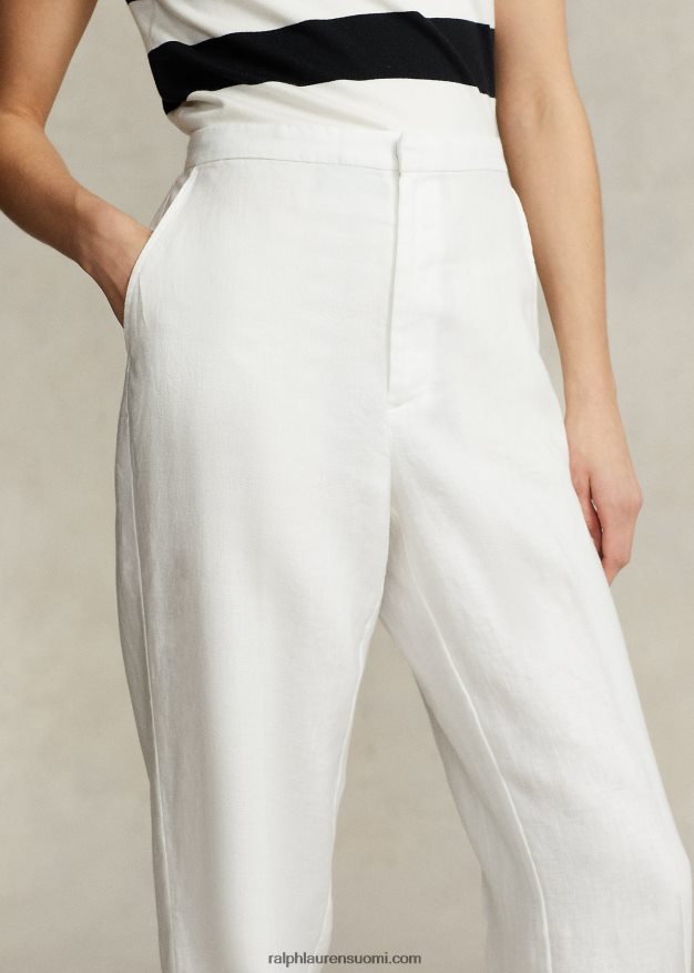 Ralph Lauren naiset litteät pellavahousut edessä 0Z24ZR2925 nevis