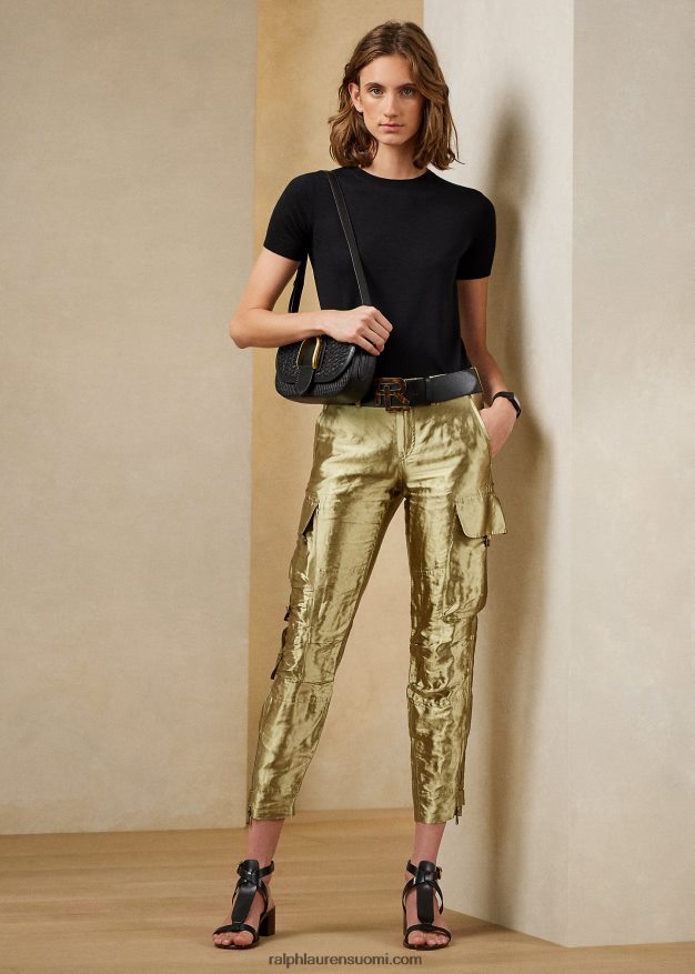 Ralph Lauren naiset mitchell-metalliset organza-housut 0Z24ZR3598 platina