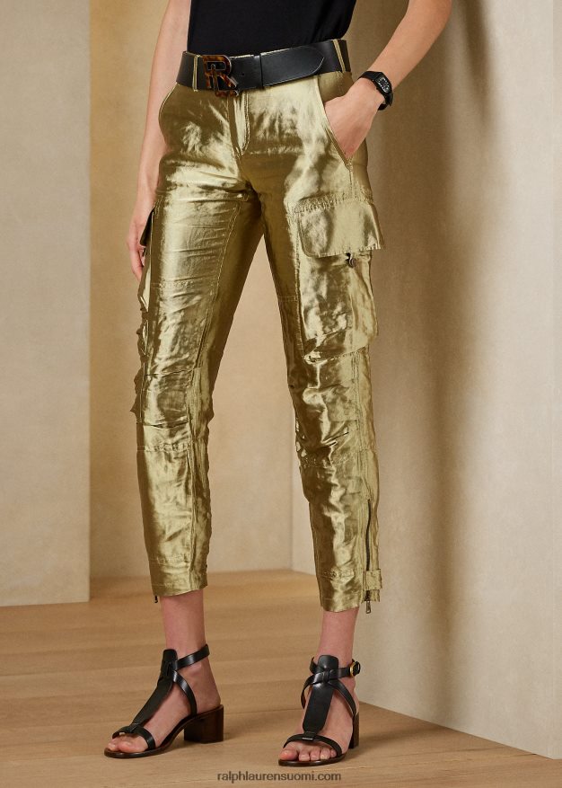 Ralph Lauren naiset mitchell-metalliset organza-housut 0Z24ZR3598 platina