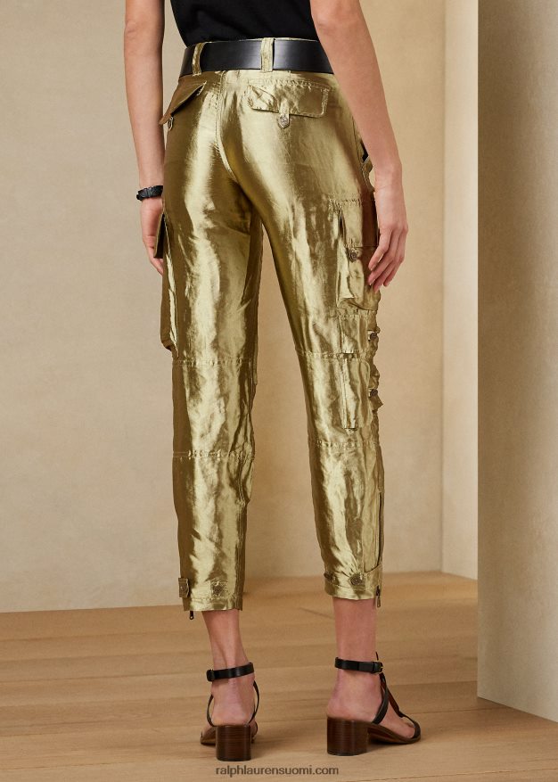 Ralph Lauren naiset mitchell-metalliset organza-housut 0Z24ZR3598 platina