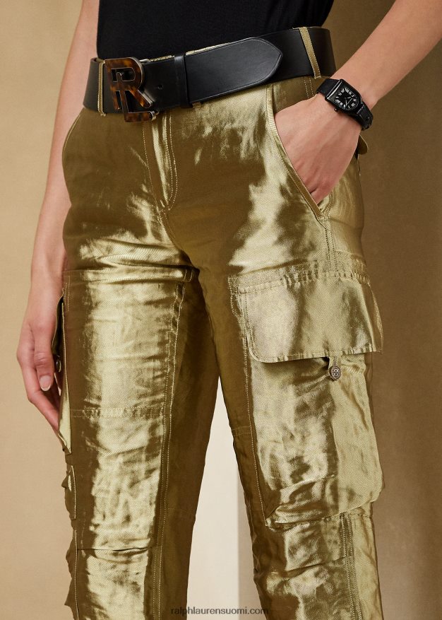 Ralph Lauren naiset mitchell-metalliset organza-housut 0Z24ZR3598 platina