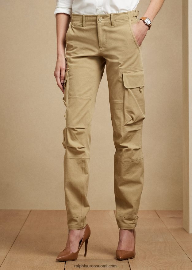 Ralph Lauren naiset mitchell stretch-puuvillatvillihousut 0Z24ZR3572 safarirusketus