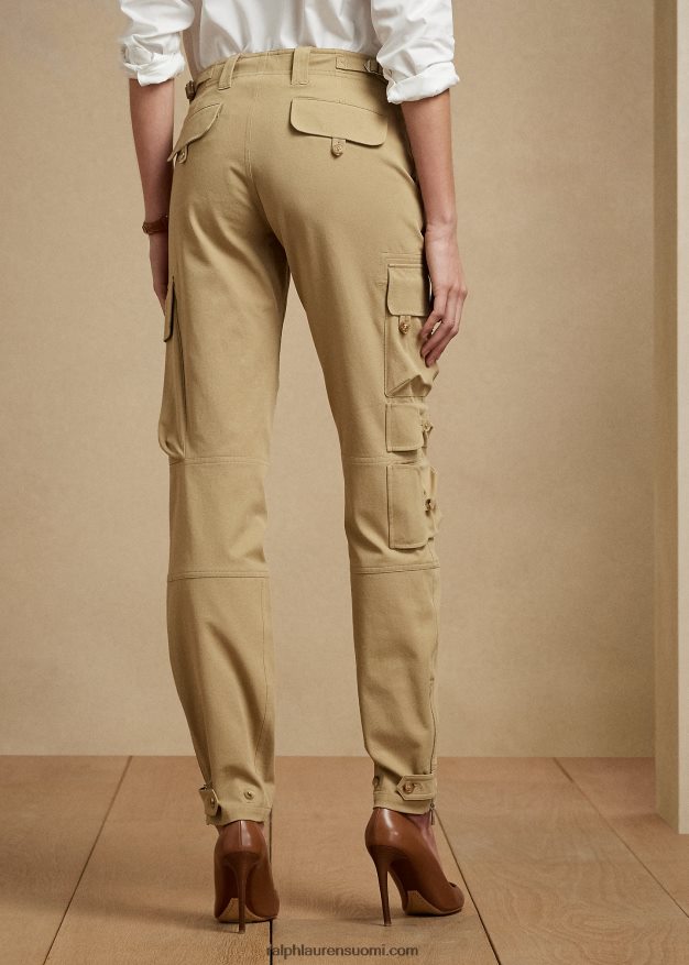 Ralph Lauren naiset mitchell stretch-puuvillatvillihousut 0Z24ZR3572 safarirusketus