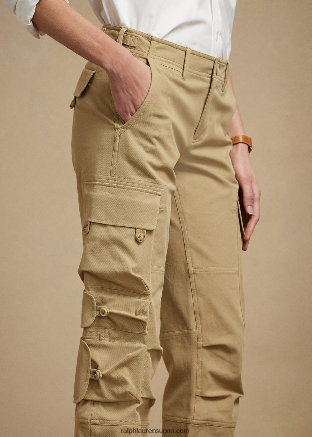 Ralph Lauren naiset mitchell stretch-puuvillatvillihousut 0Z24ZR3572 safarirusketus