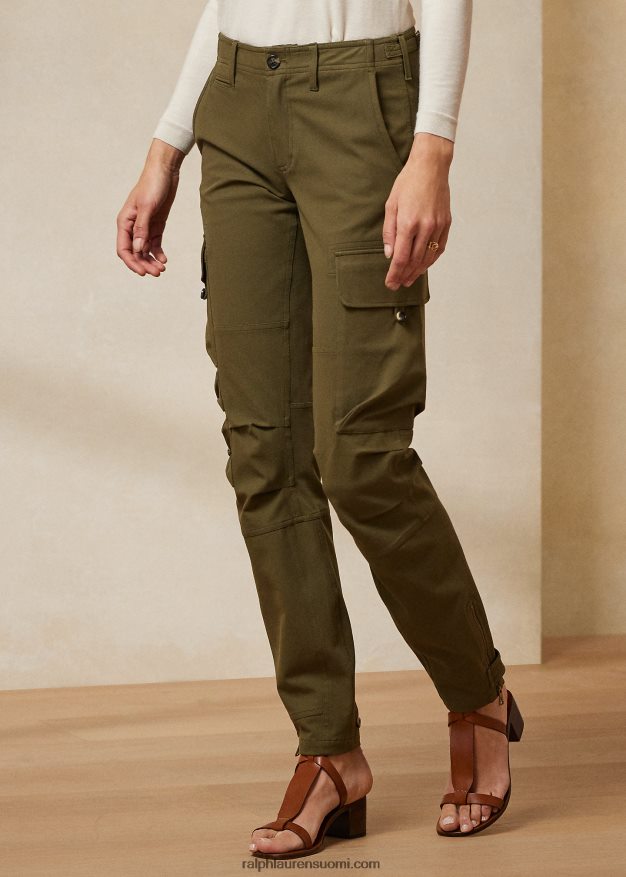 Ralph Lauren naiset mitchell stretch-puuvillatvillihousut 0Z24ZR9277 oliivi