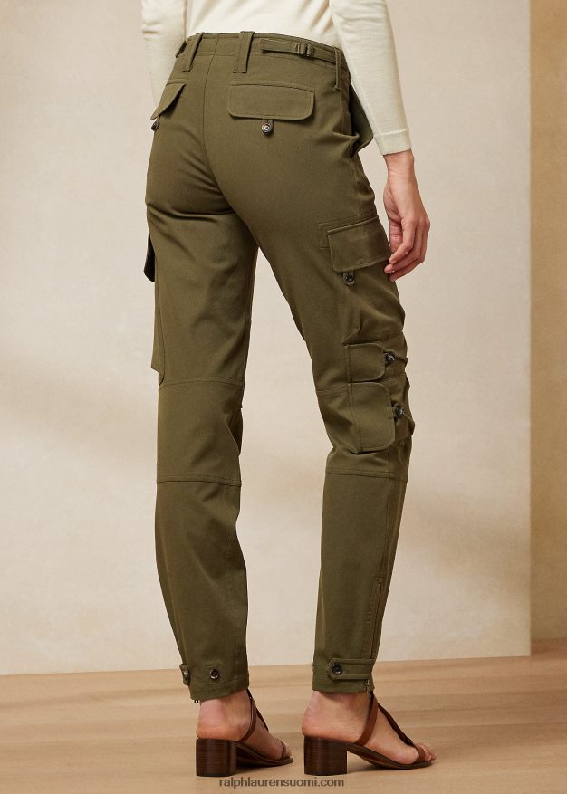 Ralph Lauren naiset mitchell stretch-puuvillatvillihousut 0Z24ZR9277 oliivi