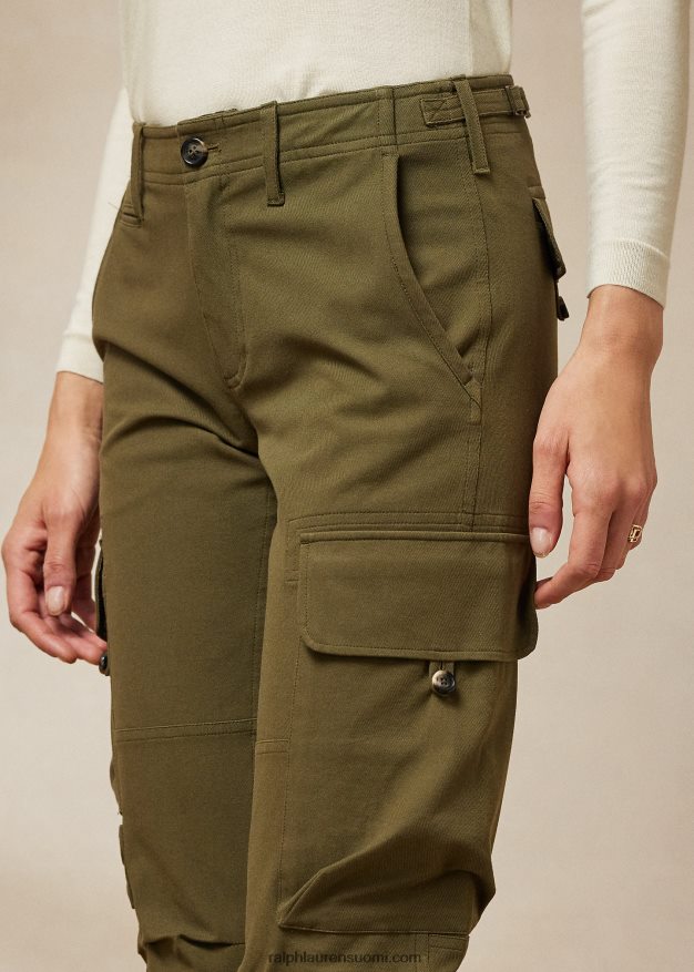 Ralph Lauren naiset mitchell stretch-puuvillatvillihousut 0Z24ZR9277 oliivi