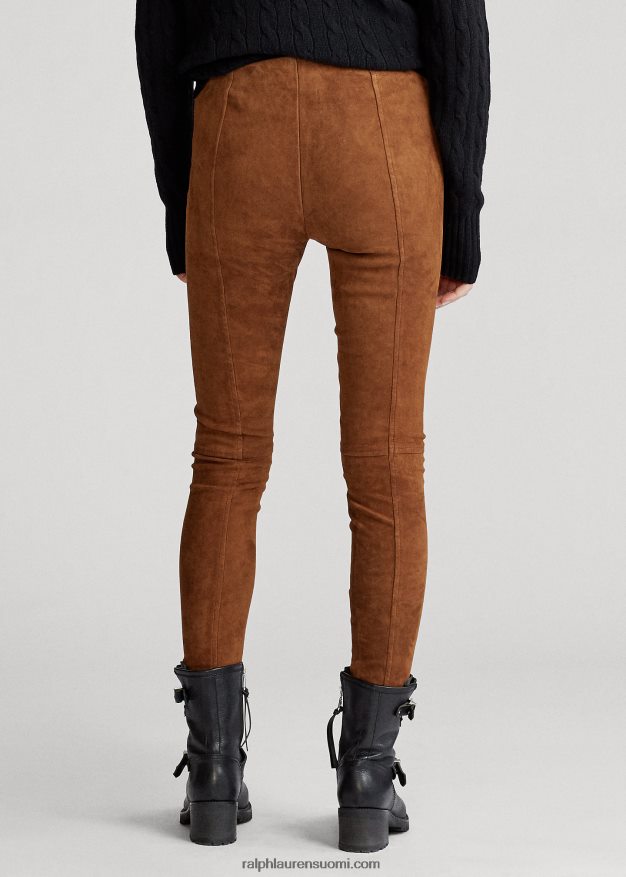 Ralph Lauren naiset mokkanahkaiset housut 0Z24ZR3347 matkalaukku ruskea